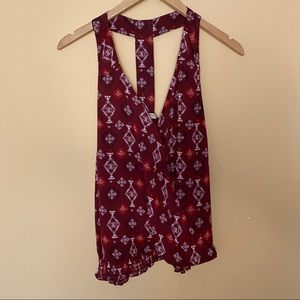 Lucky Brand Maroon Print Tank Top